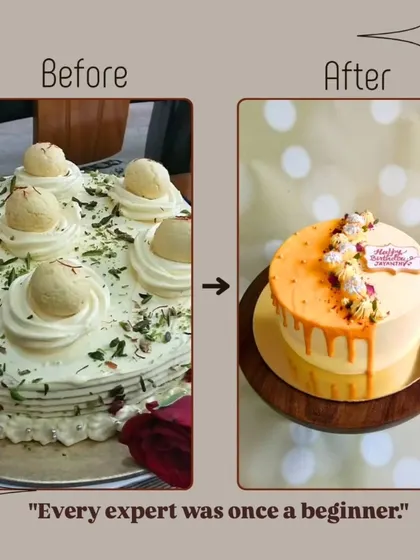 Every expert was once a beginner. My Rasmalai fusion cakes have come a long way, and I'm proud of the progress I've made in refining my designs.