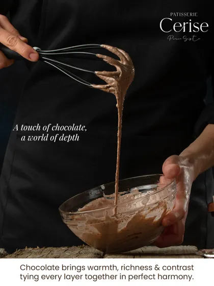 My process always starts with the best ingredients. I only use real couverture chocolate, which I melt and work with carefully to bring out its true depth and richness. You can taste the difference this commitment makes in every single layer.