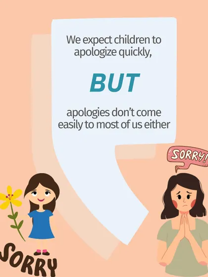 We expect children to apologize quickly, but it doesn't come easily to us either. This is a reminder to model the behavior we want to see.