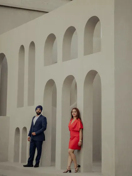 A wider version of the architectural portrait, emphasizing the scale and unique design of the location. This showcases our ability to use creative spaces for stunning results.