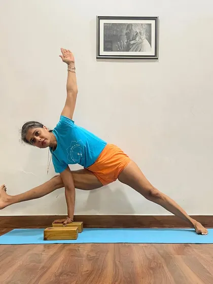 This variation of Visvamitrasana is an advanced standing pose that combines a twist, a side bend, and a deep leg extension. It requires immense strength, flexibility, and balance.