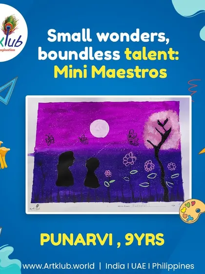 Nine-year-old Punarvi is a mini maestro, creating a magical and moody silhouette scene under a full moon.
