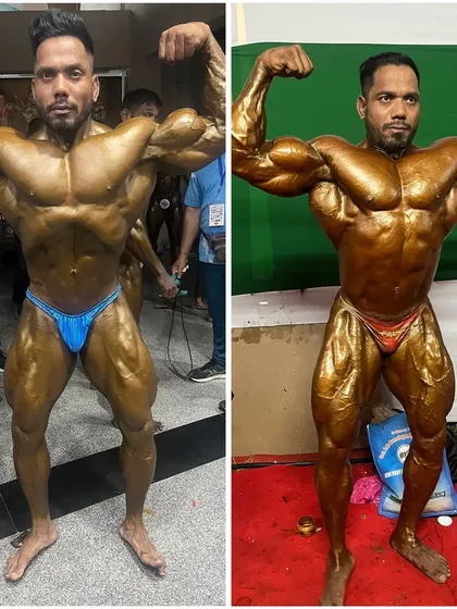 A side-by-side comparison of my physique from the Mr. India competition in March 2024 to January 2025. The goal is always to get bigger and better.