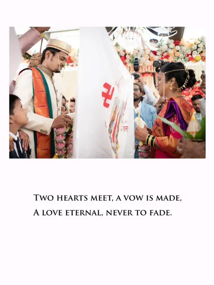 A branded image capturing the moment the Antarpat is lowered, with a simple poem that beautifully describes the eternal vow being made.