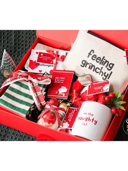 Another look at our 'Naughty but Nice' Christmas hamper, a fun and spicy gift for your partner or friend.