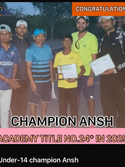 Champion Ansh, who won the Under-14 title at the same tournament. We celebrate our players' successes together as a team.