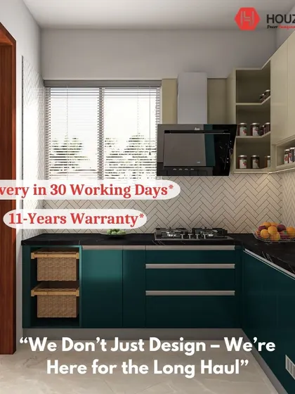 We don't just design and leave; we are your partners for the long haul. This kitchen showcases our promise of a 30-working-day delivery and an 11-year warranty, reflecting our commitment to both speed and lasting quality.