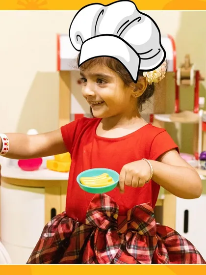 Cooking up a storm! Our play kitchen is fully equipped for little chefs to whip up their imaginary culinary masterpieces.