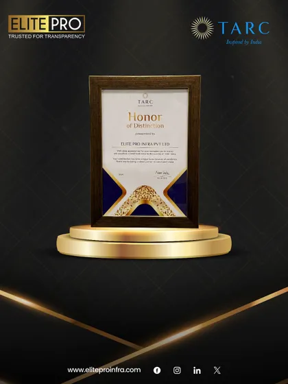 The 'Honor of Distinction' certificate from TARC Limited. We value these recognitions as proof of our successful partnerships and our ability to deliver on our promises.