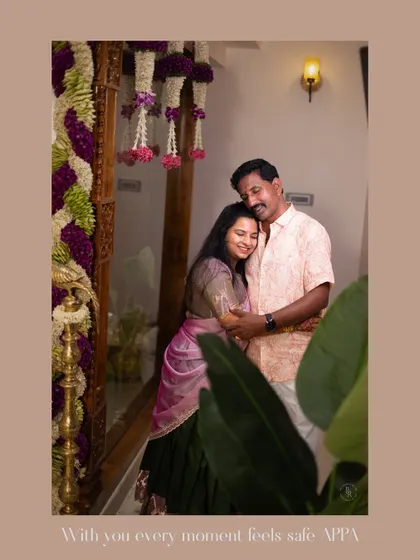 "With you every moment feels safe, APPA." A touching photo of a daughter embracing her father during a family celebration.
