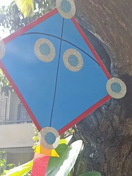 A handmade kite craft, part of our Makar Sankranti celebration, which is also a kite festival.