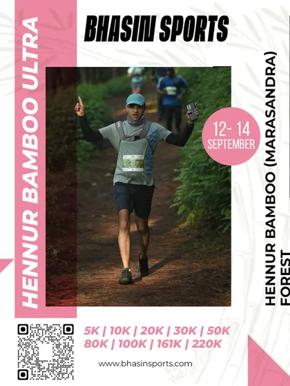 Runners navigating the beautiful and varied terrain of the Hennur Bamboo Forest. This trail offers a mix of dirt paths and shaded sections, providing a classic trail running experience right here in Bengaluru.