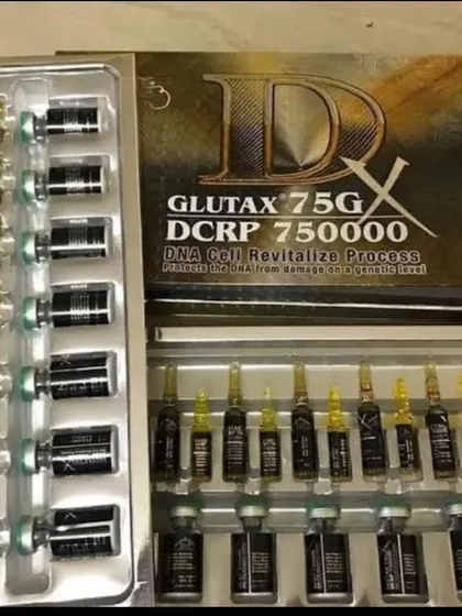 We supply high-demand aesthetic products like the Glutax 75G DCRP kit. This comprehensive set of vials and ampoules is designed for professional use in skin revitalization and whitening treatments.