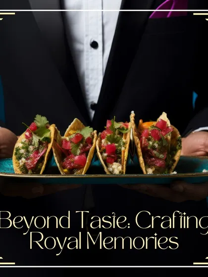 Beyond taste, I focus on crafting royal memories. A professionally dressed staff member presents a tray of freshly made tacos, showcasing my commitment to high-end service.