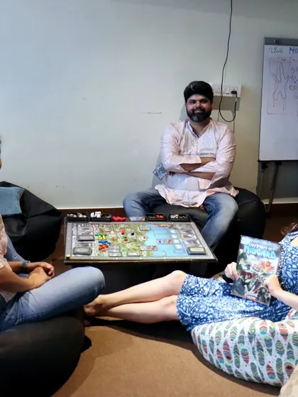 A relaxed game of Clank! on our comfy bean bags. It's the perfect way to spend a Saturday afternoon.