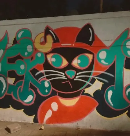 The finished cat graffiti, ready to be discovered by the city. If you spot it, don't forget to tag me.