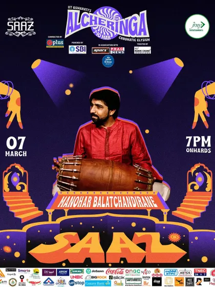 The poster for Mridangam player Manohar Balatchandirane, another featured artist at the prestigious 'Saaz' classical event.