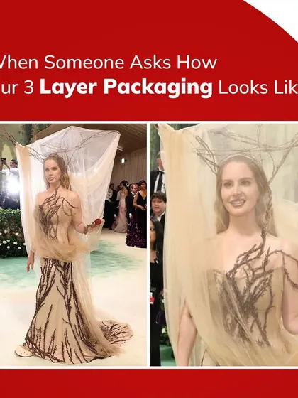 When someone asks what my 3-layer packaging looks like, I just show them this. It's all about layers of protection, sealed with style, just like Lana Del Rey at the Met Gala.
