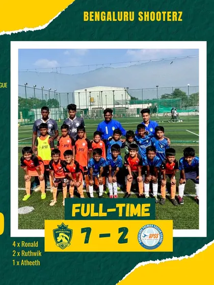 Our U-9 team celebrating a 7-2 win over Bpss Football, a result of their hard work in training and excellent on-field execution.
