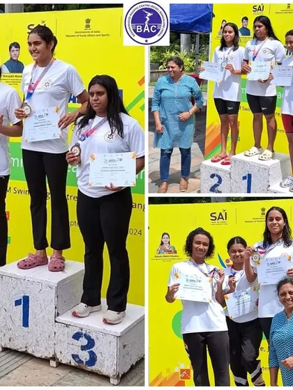 The under-18 women's team with their impressive haul of medals.
