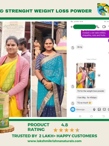A real customer chat showing an 8 kg loss in 45 days. This kind of direct feedback is the best proof of how our Slim & Strength powder works.