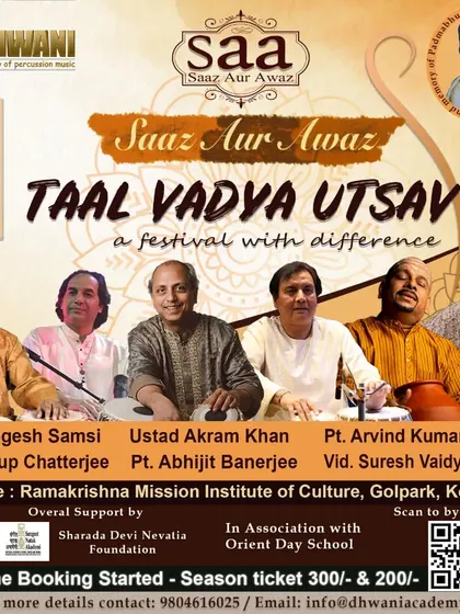This poster is for a unique 'Taal Vadya Utsav', a festival of percussion, where I shared the stage with several other master percussionists in Kolkata.