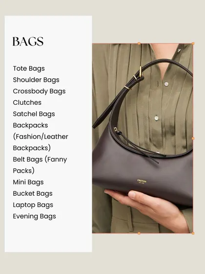 Don't forget bags. A structured tote for work, a crossbody for casual days, a clutch for evenings, and a stylish backpack are great essentials to have.