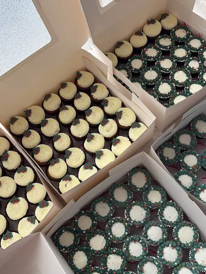 Boxing up multiple orders for Christmas. It gets very busy during the holidays, so pre-booking is always a good idea.