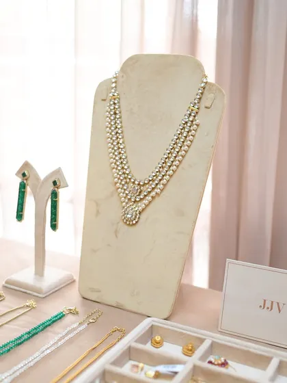 A multi-layered pearl necklace from our JJ Valaya collection, showcased at the Aulerth X Kavana confluence of sustainable luxury.