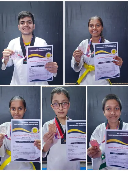 More medalists from the Inter School/Club Championship, showcasing their certificates and medals with pride.