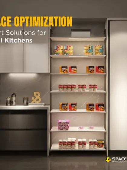 Even small kitchens can be highly optimized. This image showcases our smart solutions, where every inch is utilized through clever pantry designs and compact cabinetry, ensuring you never have to compromise on style or function.