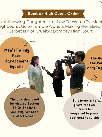 I support the Bombay High Court's ruling that certain restrictive household behaviors do not legally constitute "cruelty" under dowry laws. It is crucial to distinguish between serious abuse and family disagreements to prevent the misuse of Section 84 of the BNS. The focus must remain on genuine cases of violence and harassment.