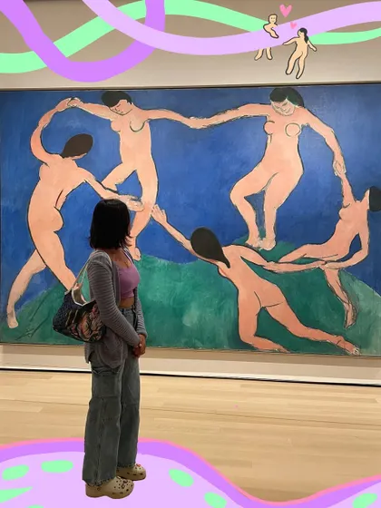 Recreating the famous 'Dance' painting by Matisse with some cute little doodles.