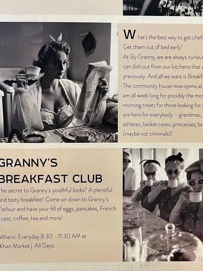A look inside my menu at the "Granny's Breakfast Club" section.