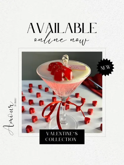 My Valentine's Collection is now available online. This Love Martini candle, with its floating red hearts, is a new and unique way to say 'I love you'.