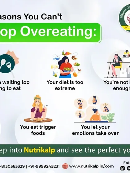 If you struggle with overeating, this graphic explains some common reasons. Understanding these triggers, like waiting too long to eat or emotional eating, is the first step to gaining control.