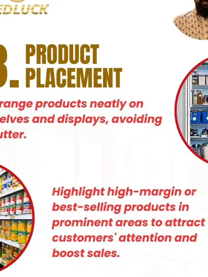How you arrange products matters. Neat displays with best-selling items in prominent locations attract customer attention and boost sales.