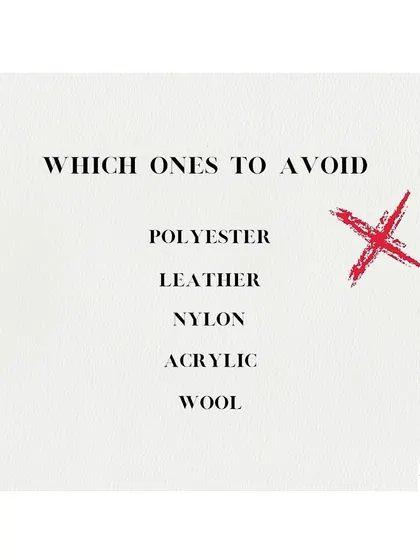 To stay comfortable in the heat, there are some fabrics I recommend avoiding. Materials like polyester, nylon, and acrylic don't breathe well and can trap heat and moisture.