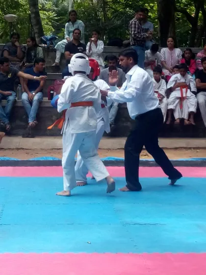 Action from a local Kyokushin tournament. I often serve as a referee, ensuring fights are conducted with respect and adherence to the rules of full-contact karate.