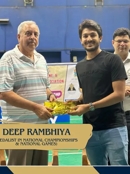 Deep Rambhiya, a medalist in National Championships and National Games, being felicitated at our camp inauguration.