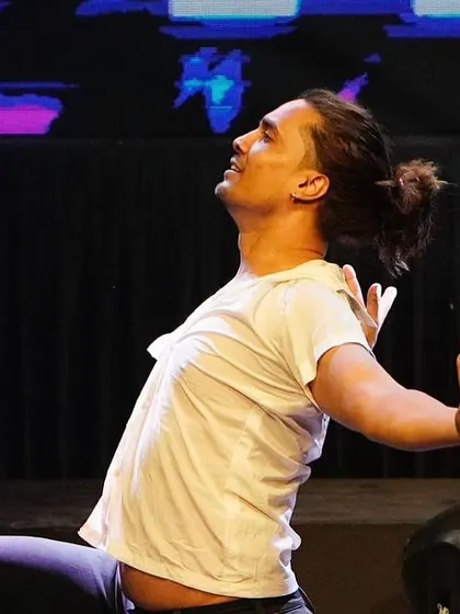 A close-up shot capturing the emotion and expression during my contemporary performance. Dance is about feeling the music from within.