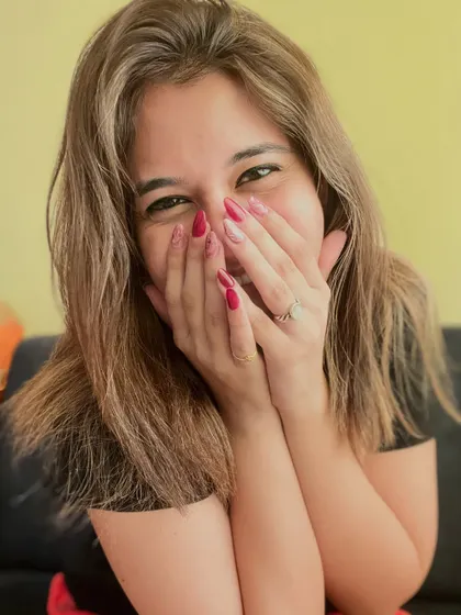 A playful shot of a happy client with her freshly done nails. My goal is to create nails that bring joy.