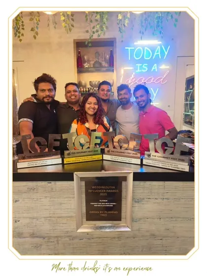 The team celebrating with our collection of awards from The Gourmet Fest and WeddingSutra Influencer Awards.