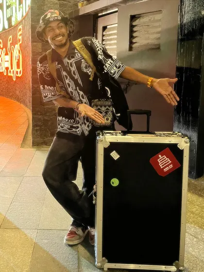 Ready to travel to the next gig. The flight case holds all my gear, and it's been with me on countless journeys across the country.