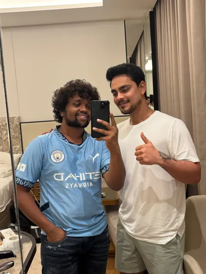 Another angle of the finished look for Ishan Kishan. The mirror selfie is a must to capture the vibe.