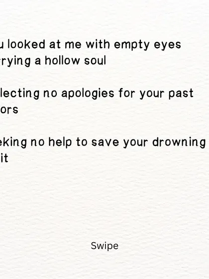 A poem about encountering someone from a healing past. It speaks of empty eyes and the mourning of a lost goddess.