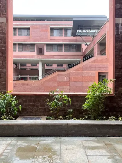 A duplicate image of a framed view at Azim Premji University.