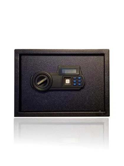 A clean, front-facing studio shot of the Ozone Safilo Bio-Z biometric safe.