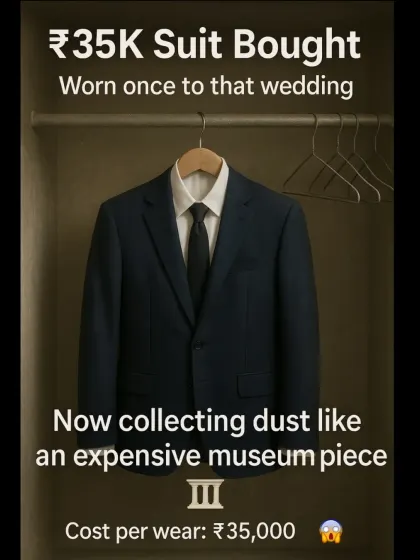 This is your ₹35,000 suit, worn once to that one wedding. Now it's just collecting dust like a museum piece. The cost per wear is a painful ₹35,000.