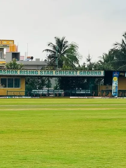 The main pavilion and office building of the Ashok Rising Star Cricket Ground, the central hub for all our operations.